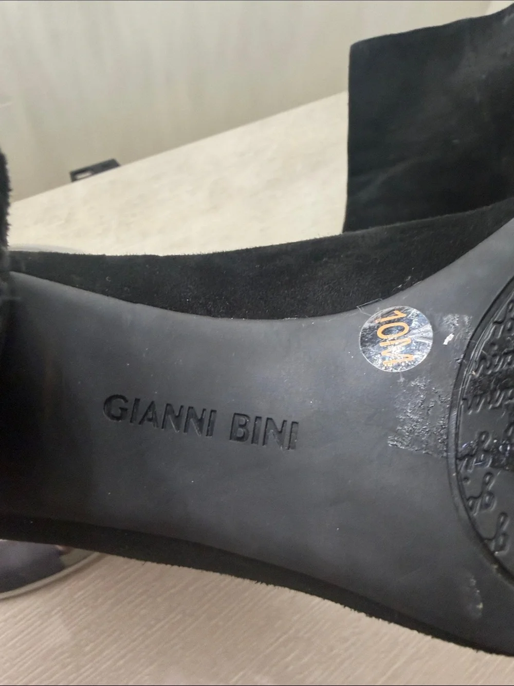 Gianni Bini Black Suede Ankle Booties with Block Heel